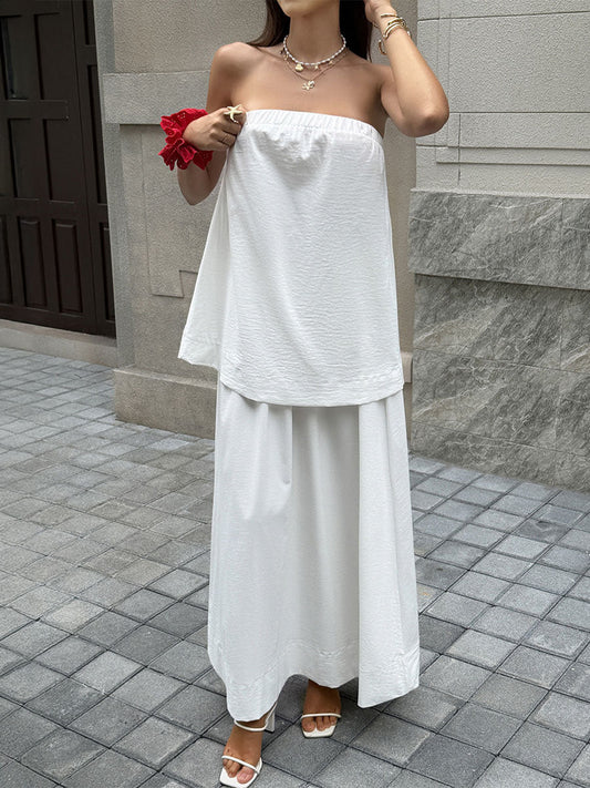 Loose Sleeveless Elasticity Solid Color Tube Suits