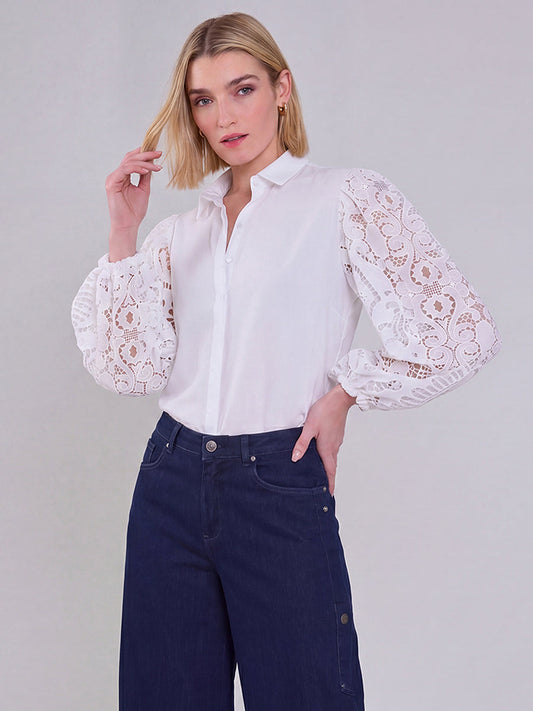 Long Sleeves Loose Buttoned Hollow Solid Color Split-Joint Lapel Blouses&shirts Tops
