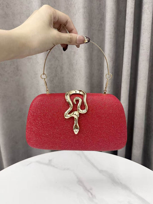 Irregularity Chains Lock Shiny Crossbody Bags Evening Bags Clutches