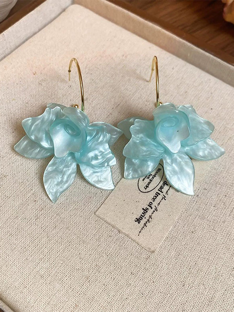 Flower Shape Solid Color Earrings Accessories