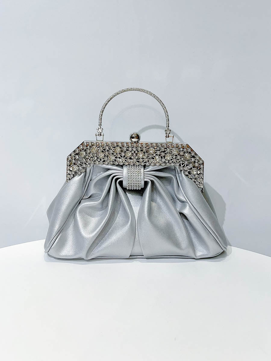Chains Pleated Rhine Stones Split-Joint Evening Bags & Clutches Handbags