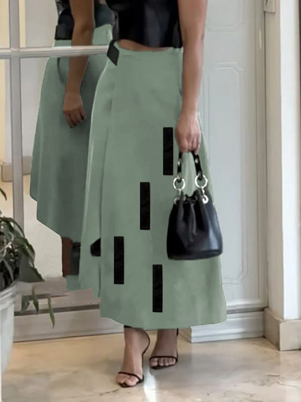A-Line Loose Asymmetric Elasticity Pockets Split-Joint Skirts Bottoms