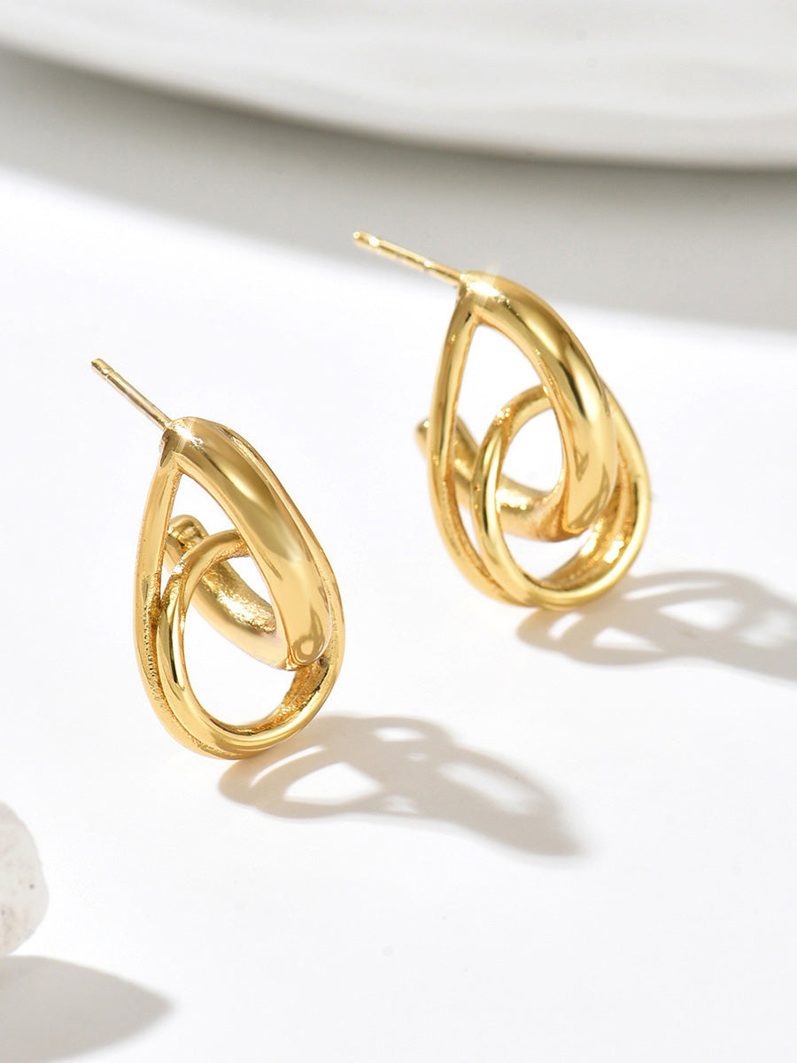 Geometric Hollow Water Drop Drop Earrings