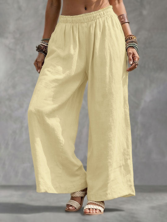 High Waisted Loose Pockets Solid Color Pants Trousers