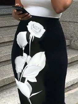 Skinny Wrap Flower Print Skirts Bottoms