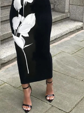 Skinny Wrap Flower Print Skirts Bottoms