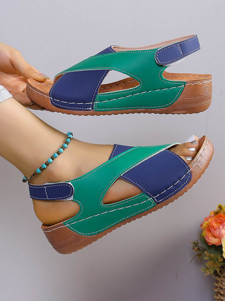 Contrast Color Hollow Open Toe Sandals