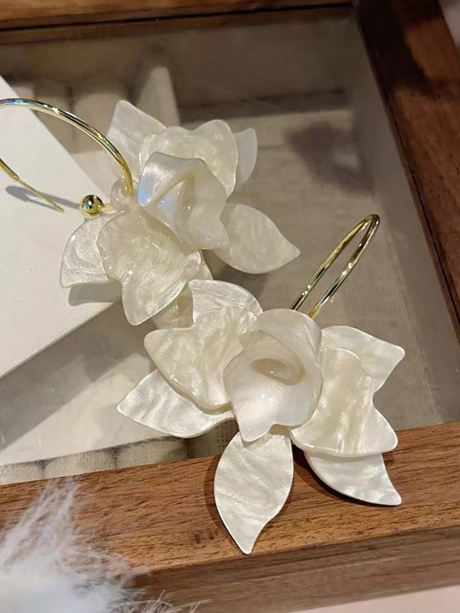 Flower Shape Solid Color Earrings Accessories