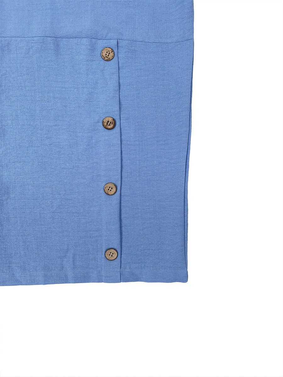 Loose Wide Leg Buttoned Pockets Solid Color Pants Trousers