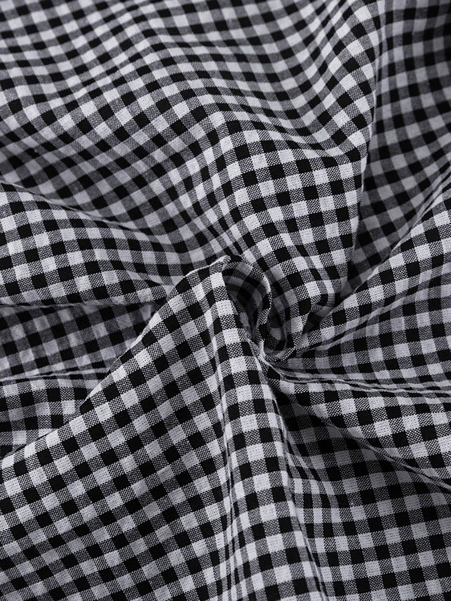 Loose  Contrast Color Plaid Ruffled Split-Joint  Long Sleeves Buttoned Lapel Blouses&Shirts Tops + Pants Two Pieces Set